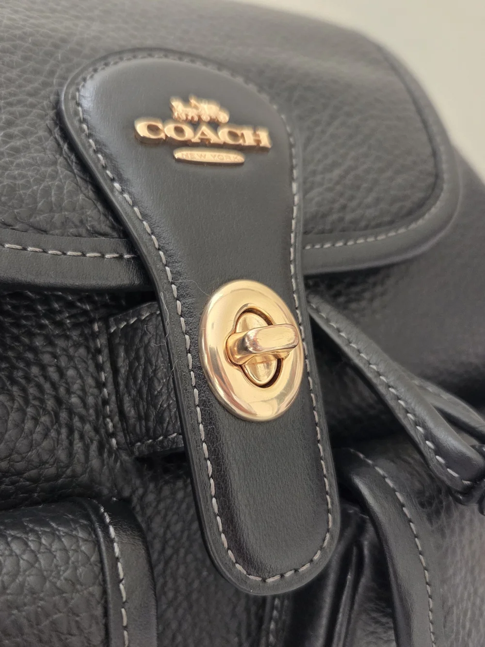 Coach Black Pebbled Leather Hadley Backpack with Gold Hardware